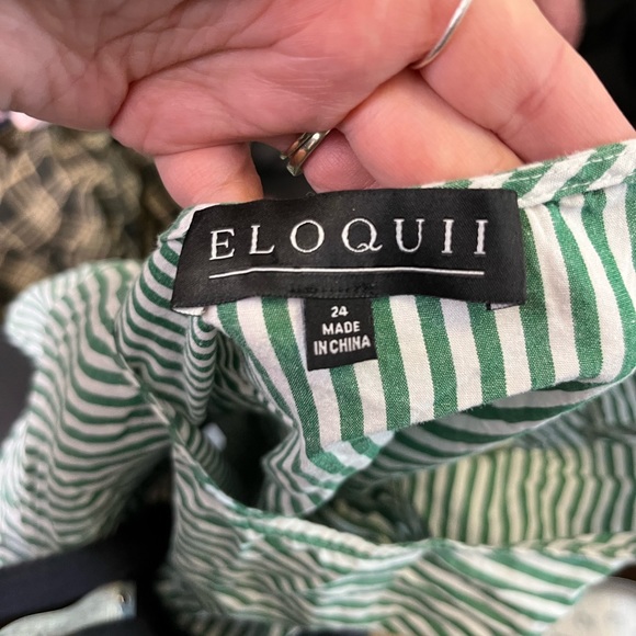 Eloquii Green and White Striped Cotton Top - Picture 9 of 11